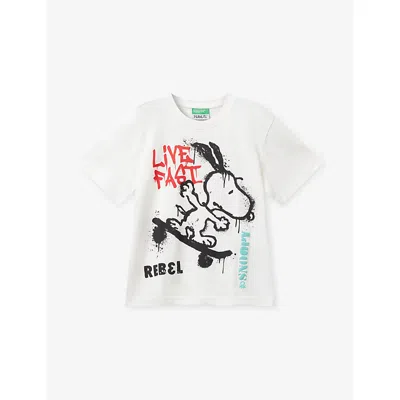 Benetton Kids' Cream Peanuts Snoopy Graphic-print Cotton-jersey T-shirt 18 Month In Neutral