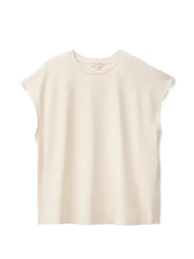 Benetton Crew-neck Cap-sleeve T-shirt In Neutral