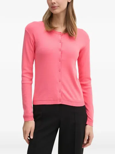 Benetton Crew-neck Cardigan In Pink