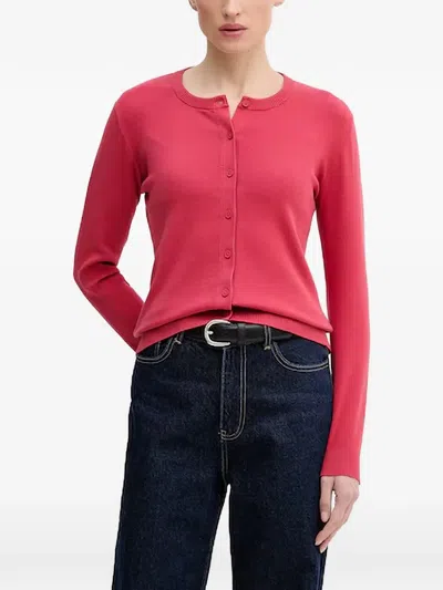 Benetton Crew-neck Cardigan In Pink