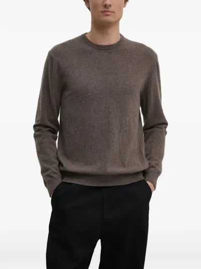 Benetton Crew-neck Knit Sweater In Brown