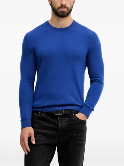 Benetton Crew-neck Knitted Sweater In Blue