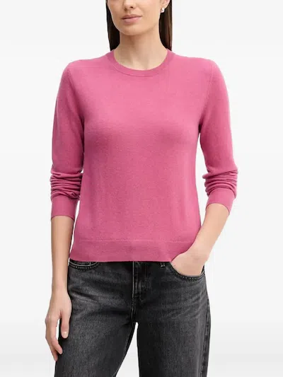 Benetton Crew-neck Long-sleeve Sweater In Pink