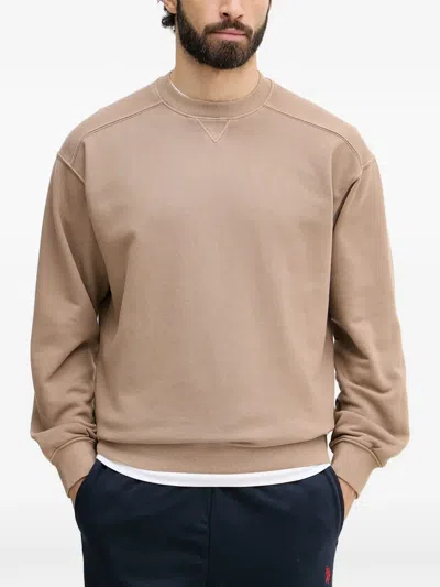 Benetton Crew-neck Long-sleeve Sweatshirt In Neutral