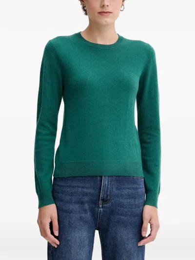 Benetton Crew-neck Ribbed-trim Sweater In Green