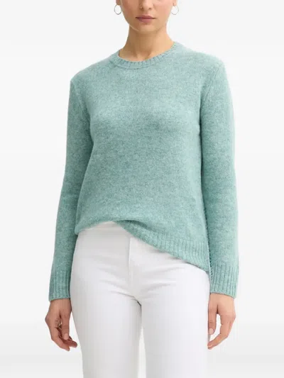 Benetton Crew-neck Ribbed-trim Sweater In Green
