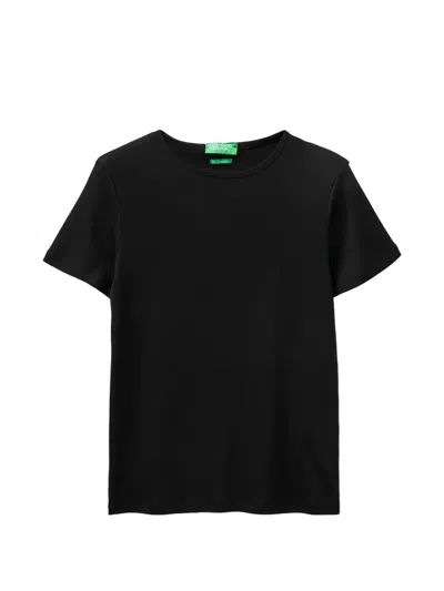 Benetton Crew-neck Short-sleeve T-shirt In Black