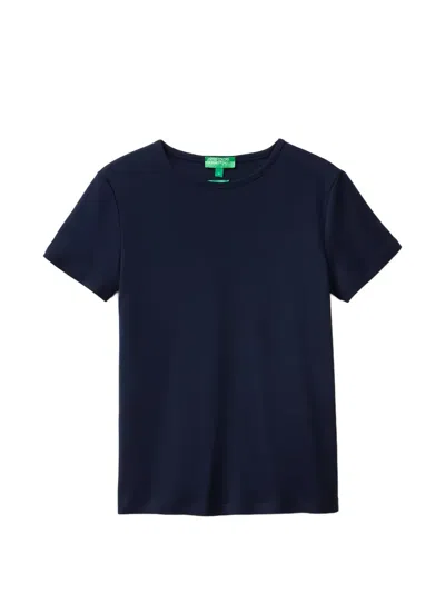Benetton Crew-neck Short-sleeve T-shirt In Blue