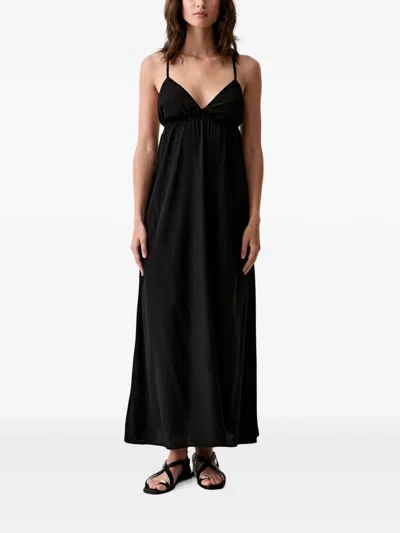 Benetton Criss-cross Back Sleeveless Maxi Dress In Black