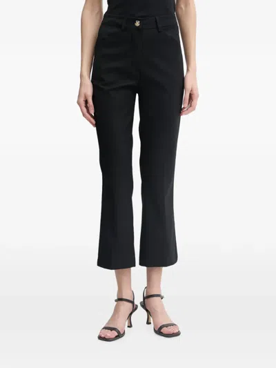 Benetton Cropped Flared Trousers In Black