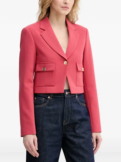 Benetton Cropped Notch-lapel Blazer In Pink