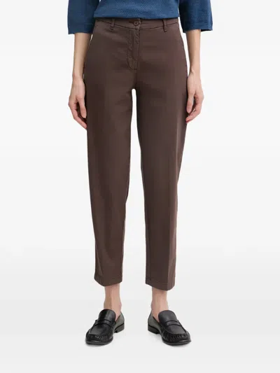 Benetton Cropped Tapered Trousers In Brown