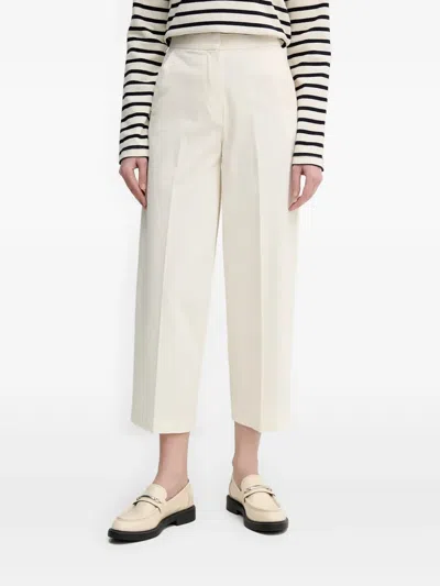 Benetton Cropped Wide-leg Trousers In Neutral
