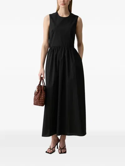 Benetton Cut-out Sleeveless Maxi Dress In Black