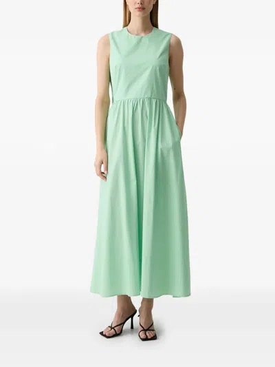Benetton Cut-out Sleeveless Maxi Dress In Green
