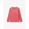 Benetton Kids' Cyclamen Glitter-logo Long-sleeve Cotton-jersey T-shirt 6