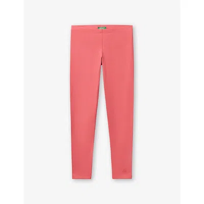Benetton Kids' Logo-embroidered Stretch-jersey Leggings 6-14 Years Cyclamen