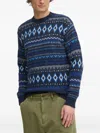 Benetton Diamond-pattern Sweater In Blue