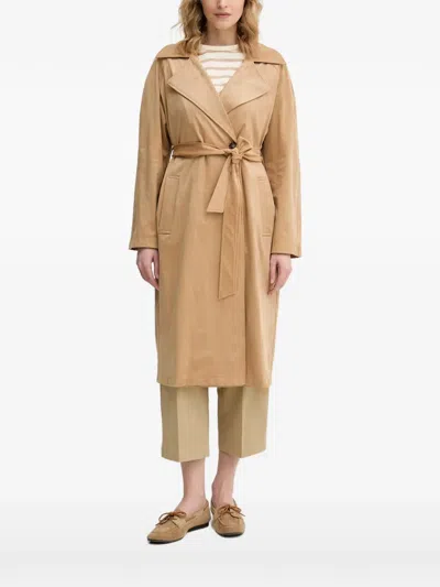 Benetton Double-breasted Belted Coat In Brown