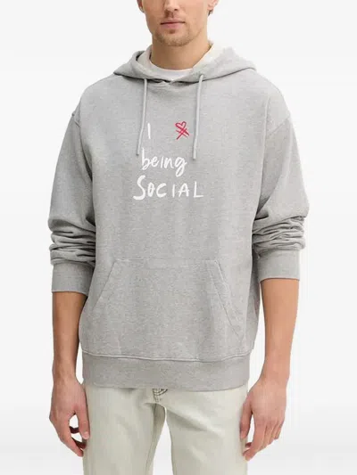 Benetton Drawstring Hoodie In Grey