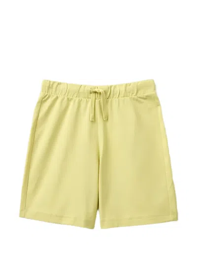 Benetton Kids' Drawstring Logo-print Shorts In Yellow