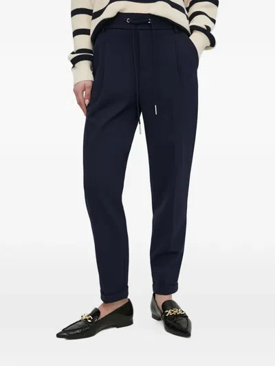 Benetton Drawstring Pleated Trousers In Blue