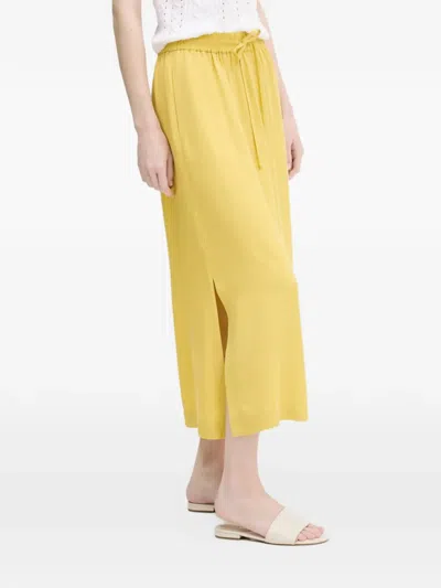 Benetton Drawstring Side-slit Midi Skirt In Yellow