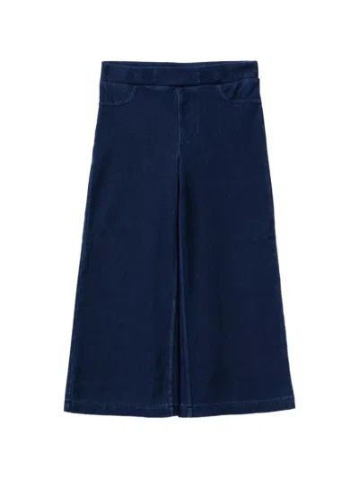 Benetton Kids' Drawstring Wide-leg Jeans In Blue