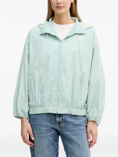 Benetton Drawstring-hooded Elasticated-hem Jacket In Green