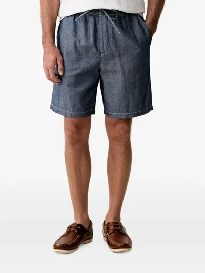 Benetton Drawstring-waist Contrast-stitch Shorts In Blue