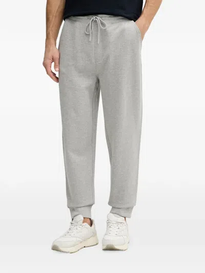 Benetton Drawstring-waist Logo-embroidered Track Pants In Gray