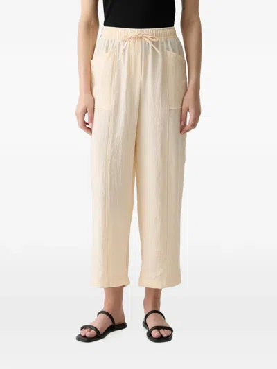 Benetton Drawstring-waist Straight-leg Cropped Trousers In Neutral