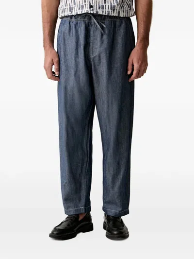 Benetton Drawstring-waistband Straight-leg Trousers In Blue