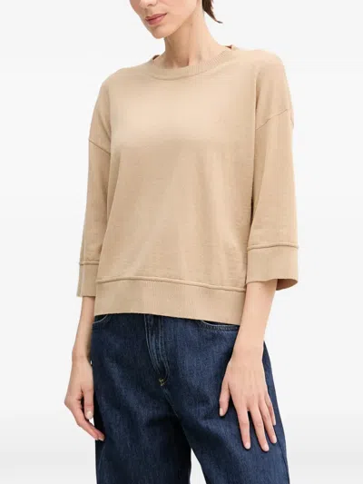 Benetton Drop-shoulder Three-quarter Sleeve Sweater In Gold