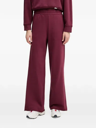 Benetton Elasticated Raw-edge Track Pants In Red