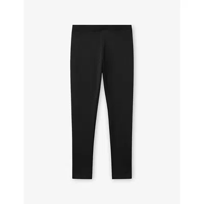 Benetton Kids' Elasticated-waist Stretch-cotton Leggings 8-12 Years Black
