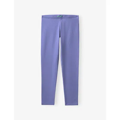 Benetton Kids' Elasticated-waist Stretch-cotton Leggings 8-12 Years Blu In Blue