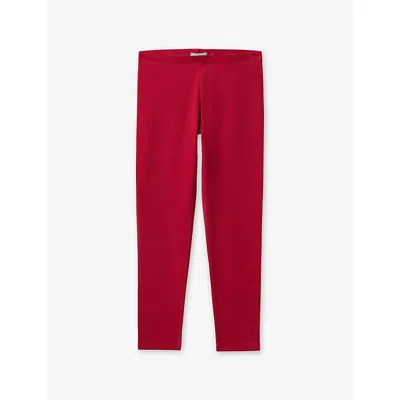 Benetton Kids' Elasticated-waist Stretch-cotton Leggings 8-12 Years Red
