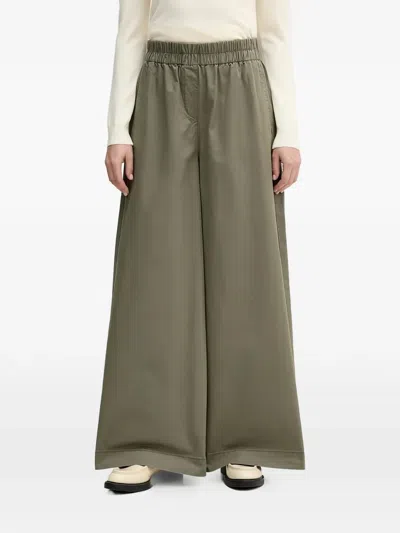 Benetton Elasticated-waistband Wide-leg Trousers In Green