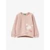 Benetton Kids' Coral Embellished-heart Long-sleeve Cotton Sweatshirt 18 Months-5 In Pink