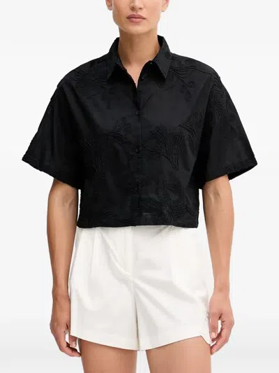 Benetton Embroidered Cropped Shirt In Multi