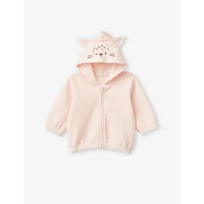 Benetton Babies' Light Powder Embroidered Ear-design Velour Hoody 1-18 M