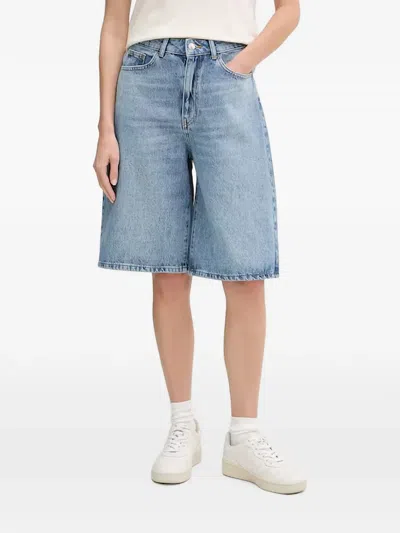 Benetton Faded Denim Shorts In Blue
