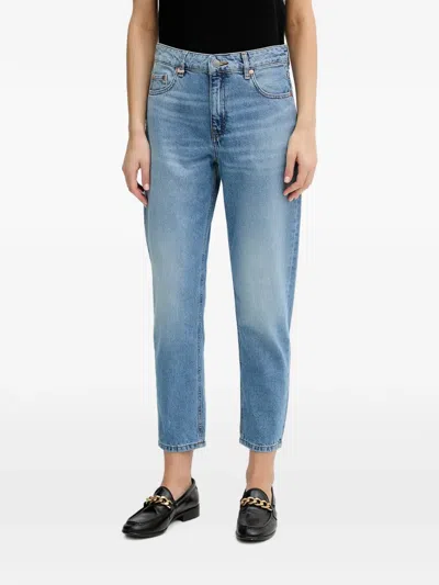 Benetton Faded Logo-patch Jeans In Blue
