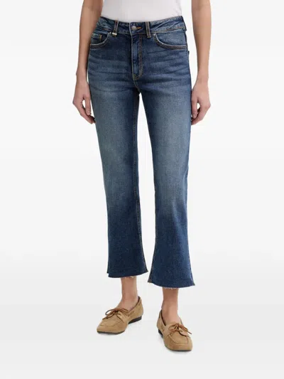 Benetton Faded Raw-cut Jeans In Blue