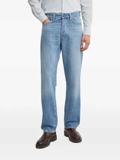 Benetton Faded Straight-leg Relaxed-fit Jeans In Blue