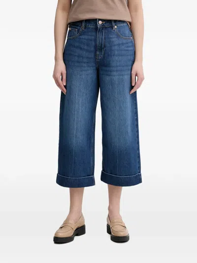 Benetton Faded Turn-up Jeans In Blue
