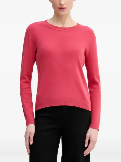 Benetton Fine-knit Crew-neck Top In Pink