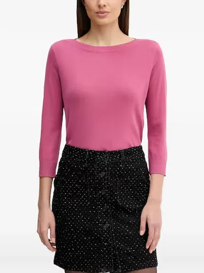 Benetton Fine-knit Three-quarter Sleeve Sweater In Multi
