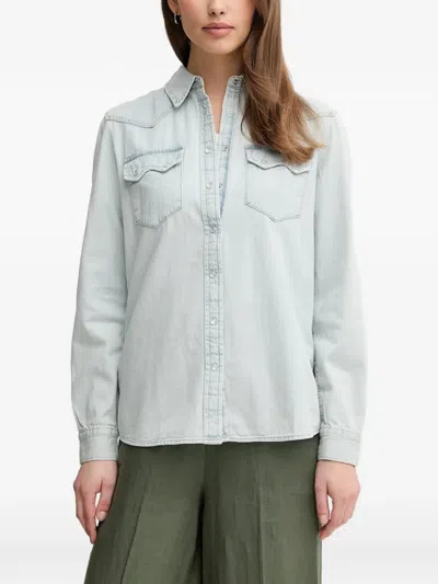 Benetton Flap'-pocket Denim Shirt In White